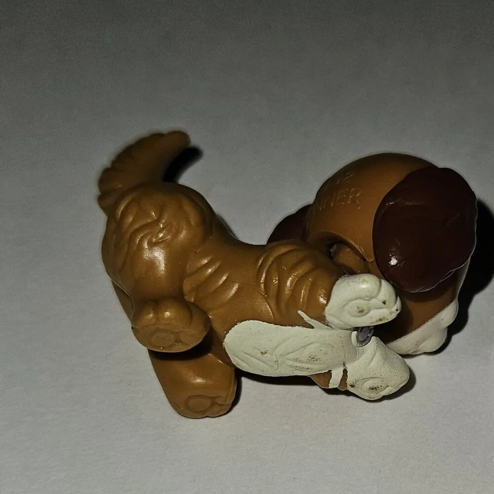 Littlest Pet Shop Brown White Playful Puppy Dog Figure Moving Head Kenner 1992